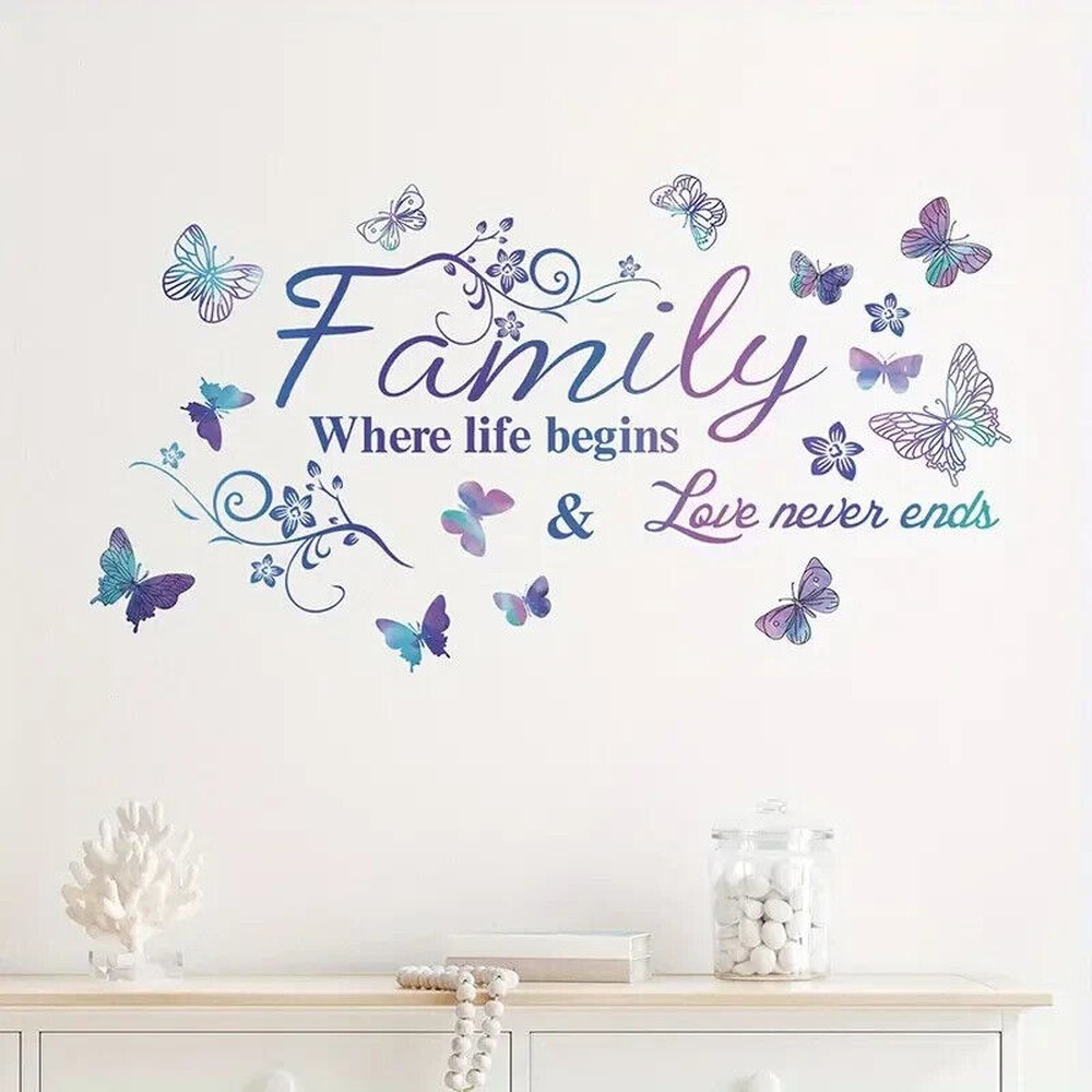 "Family Where Life Begins & Love Never Ends" Wall Decal 14.9" x 27.6" Home & Garden:Home Décor:Decals, Stickers & Vinyl Art Style Your Walls